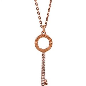 Michael Kors Pave Key Pendant Rose Gold Necklace